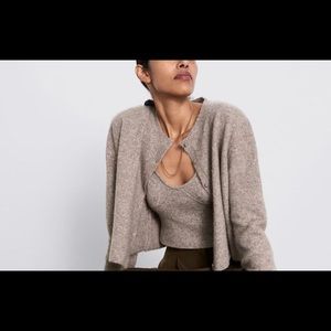 Zara knit tank and cardigan set in Camel